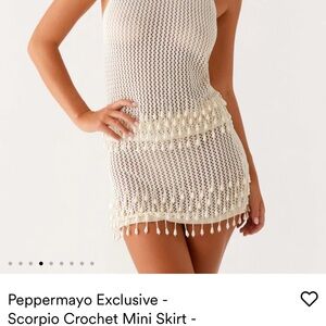 Peppermayo Cream Crochet Mini Skirt